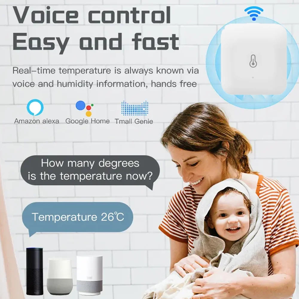 Tuya Ewelink Zigbee Temperature Humidity Sensor Smart Home Device Compatible with Google Home Alexa for Environmental Monitoring