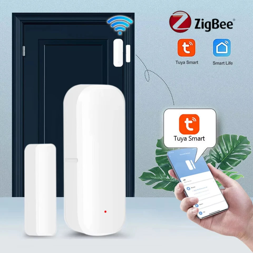 Tuya Smart Zigbee Door Window Sensor Real Time Wireless Magnetic Alarms APP Remote Monitor Smart Home Security Window Detector