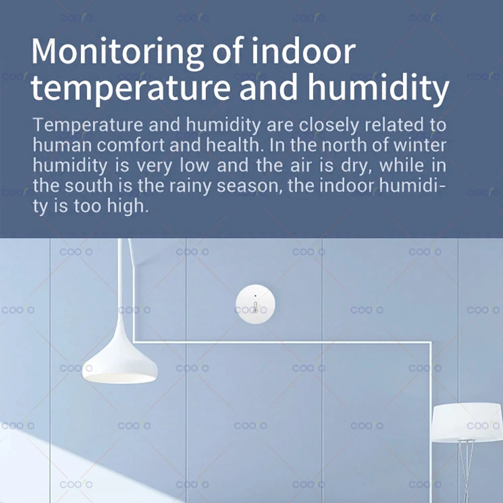 Zigbee Temperature and Humidity Sensor Smart Home Connected Thermometer Compatible with Alexa Google Assistant Yandex Alice Z2M