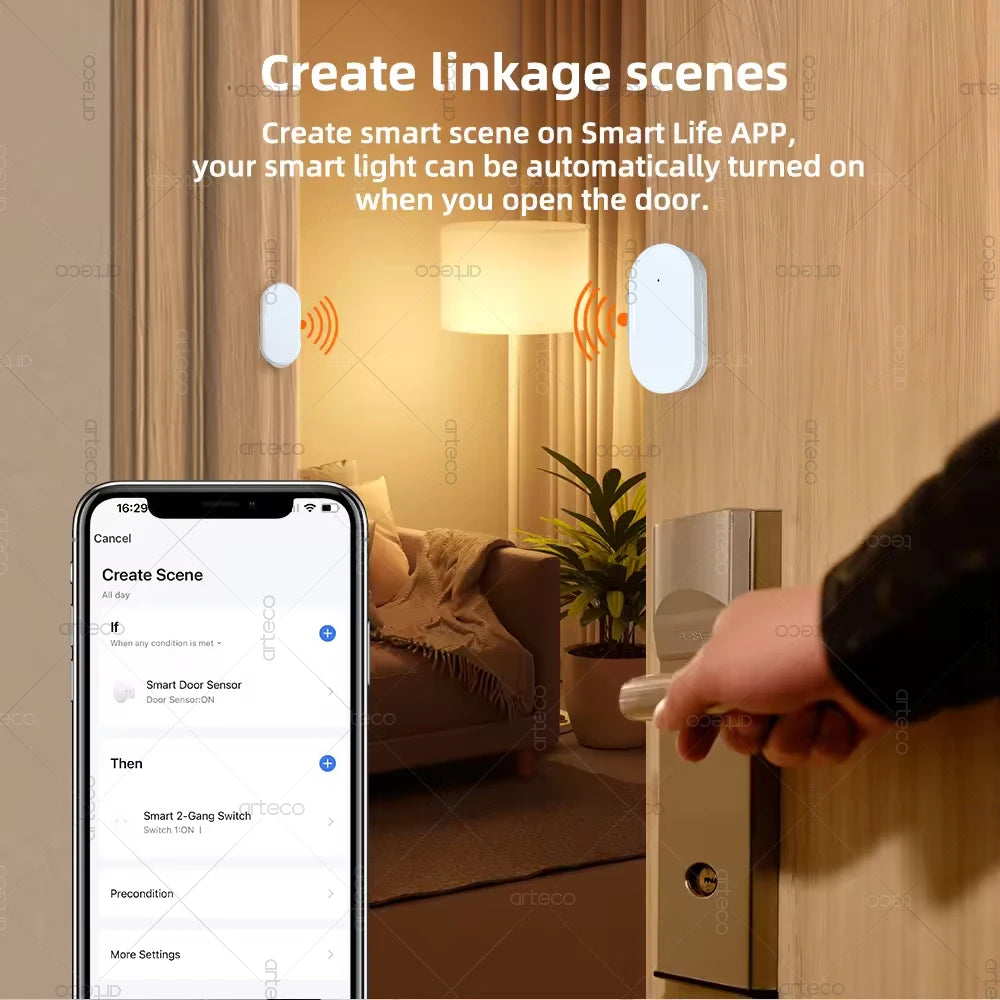 Zigbee Door Window Sensor Open Close Detector Smart Home Security Alarm Burglar Door Sensor Works with Alexa Home Assistant Z2M
