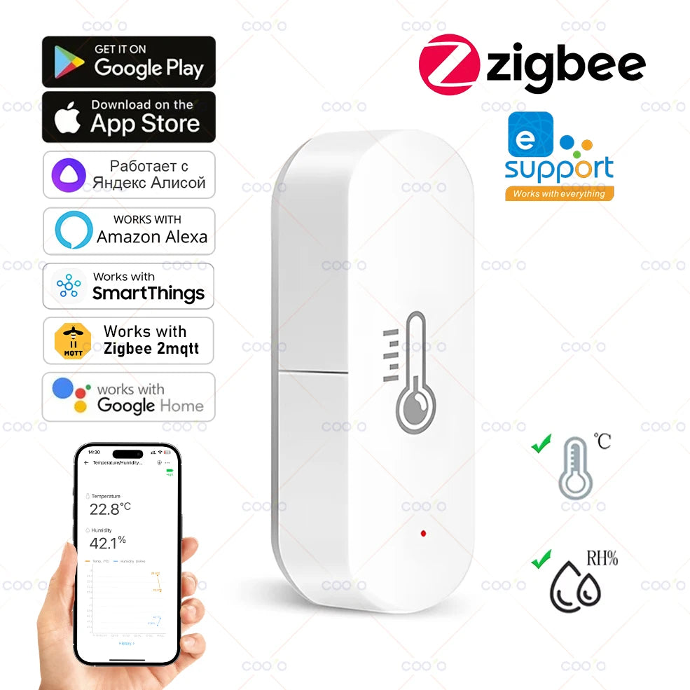 Ewelink Smart Zigbee Temperature and Humidity Sensor Smart Home Hygrometer Thermometer Works with Alexa Google Yandex Alice