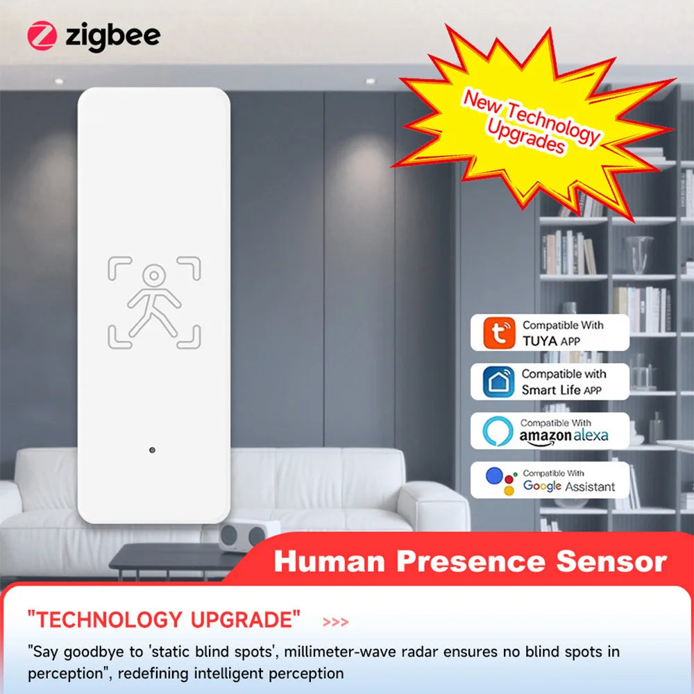 Tuya Zigbee Human Presence Sensor Smart Human Body Sensor 24G Radardetector Motion Sensors Support Tuya Smart Life