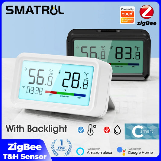 Zigbee Weather Station Digital Thermometer Room Tuya Smart Hygrometer Electronic Table Clock Temperature and Humidity Sensor