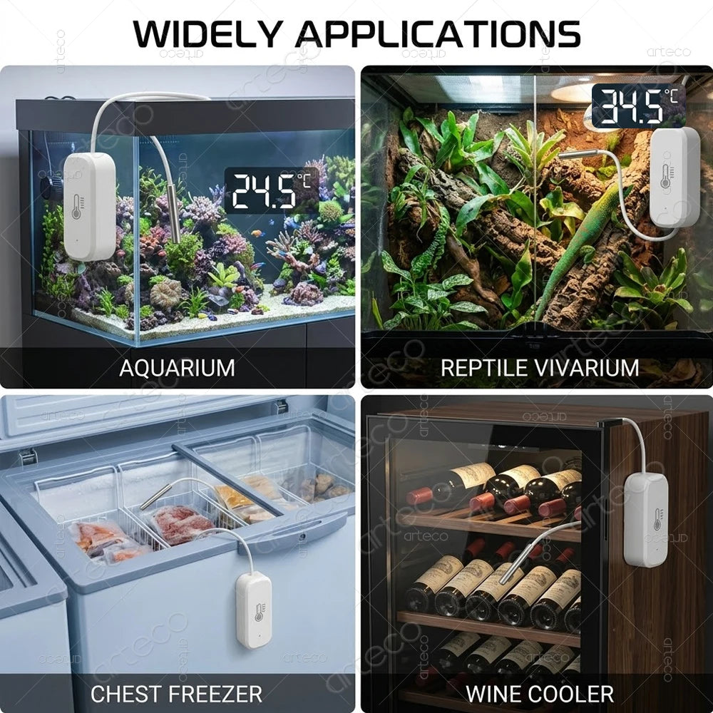 Zigbee NTC Probe Temperature Humidity Sensor Remote Monitor Aquarium Pool Fridge Freezer Fish Tank Therometer,For Zigbee2Mqtt