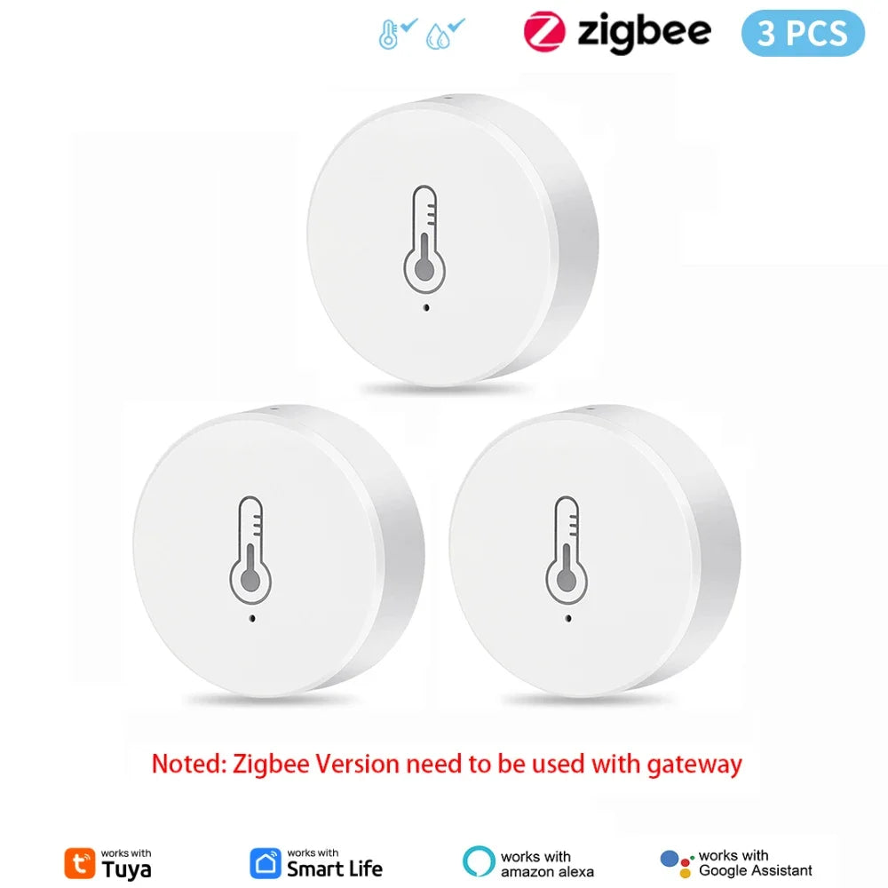 Tuya Zigbee Mini Temperature Humidity Sensor Smart Home Remote Monitor Works with Gateway Alexa Google Home Voice App Control