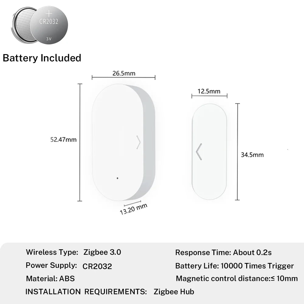 Zigbee Contact Sensor Door & Window Sensor Zigbee Hub Required Work with Yandex Alexa Zigbee2Mqtt ZHA Homeassistant