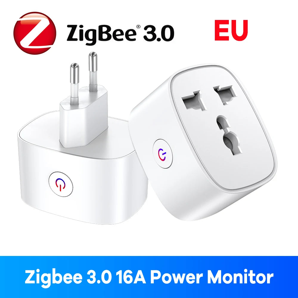 EU US UK Plug Zigbee Smart Plug 16A Energy Monitor Remote Control Timer Alexa Google Home for Electrical Sockets with Control