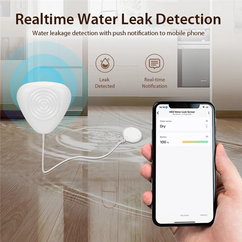 Cjsd-Zigbee Water Level Sensor Smart Water Leakage Alarm Detector Flood Alert Overflow Security Protection Tuya Ewelink