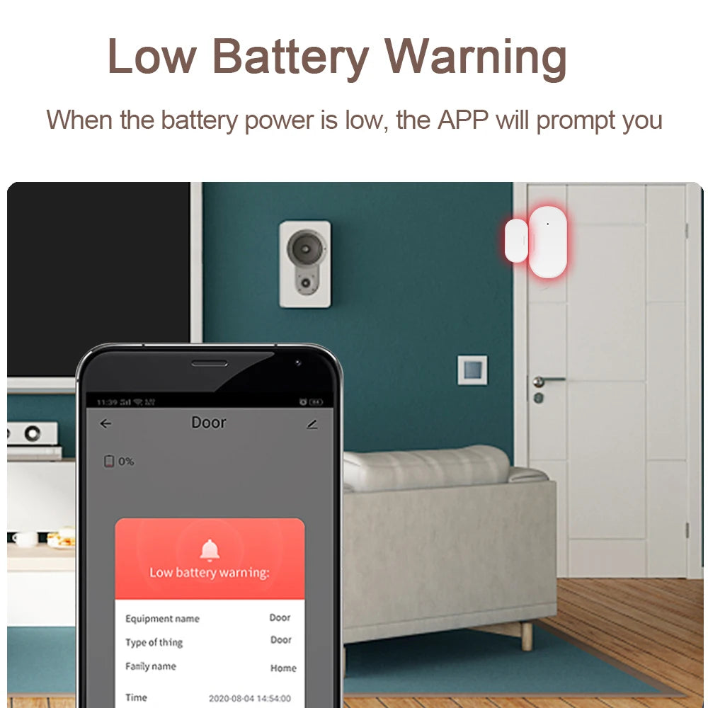 Tuya Zigbee Door and Window Magnetic Sensor Smart Life APP Security Detector Alarm Remote Monitor Works with Alexa Google Home