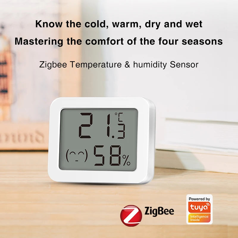 Tuya Zigbee Smart Mini LCD Temperature Humidity Sensor APP Remote Control Thermometer via Smart Life for Smart Home for Alexa