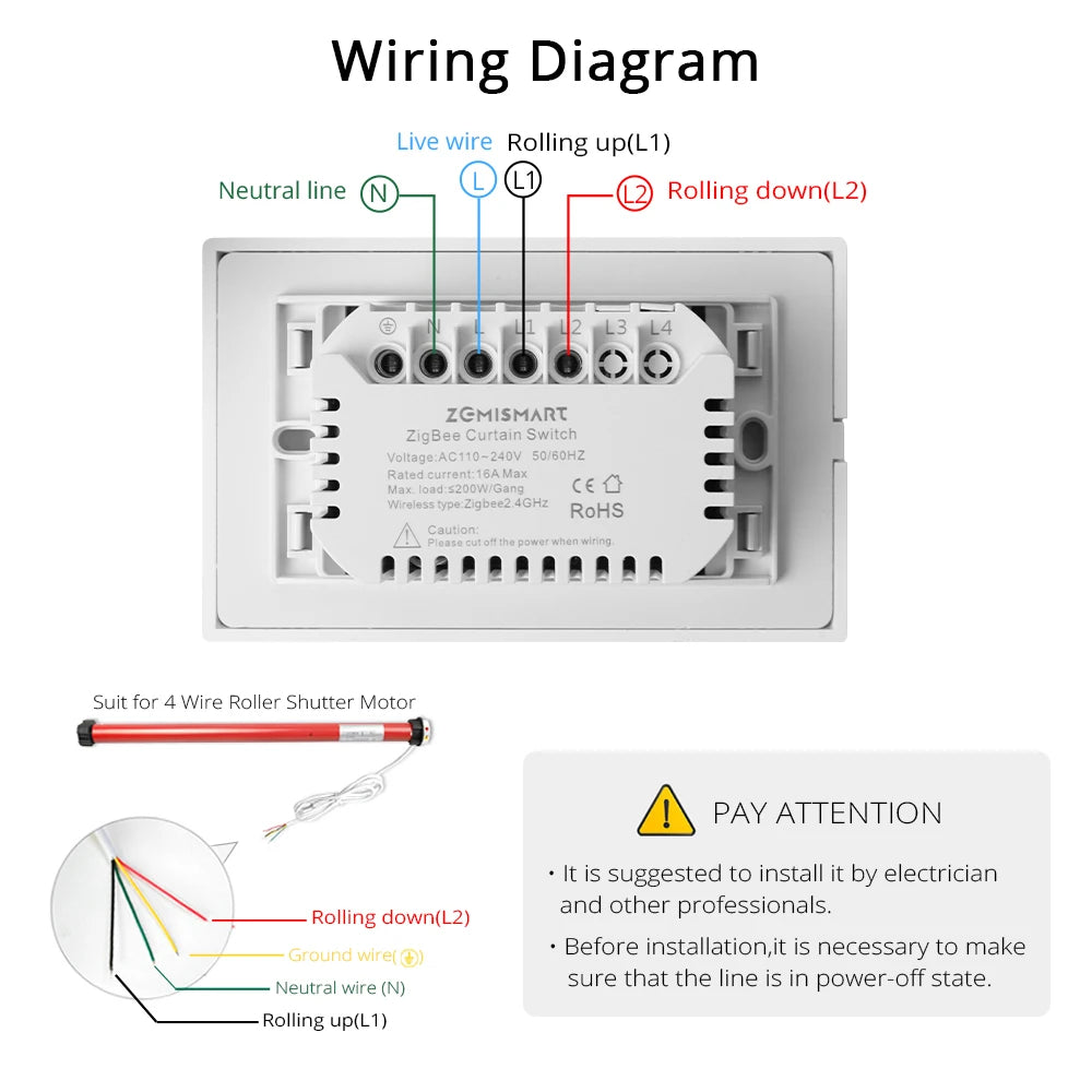 Zigbee US AU Smart Curtain Switch for Electric Motorized Roller Shutter Works with Tuya Alexa Google Home