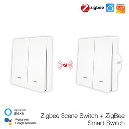 Tuya Zigbee Light Switch with Transmitter Kit No Neutral Wire No Capacitor Required Works with Alexa Google Home Smart Life