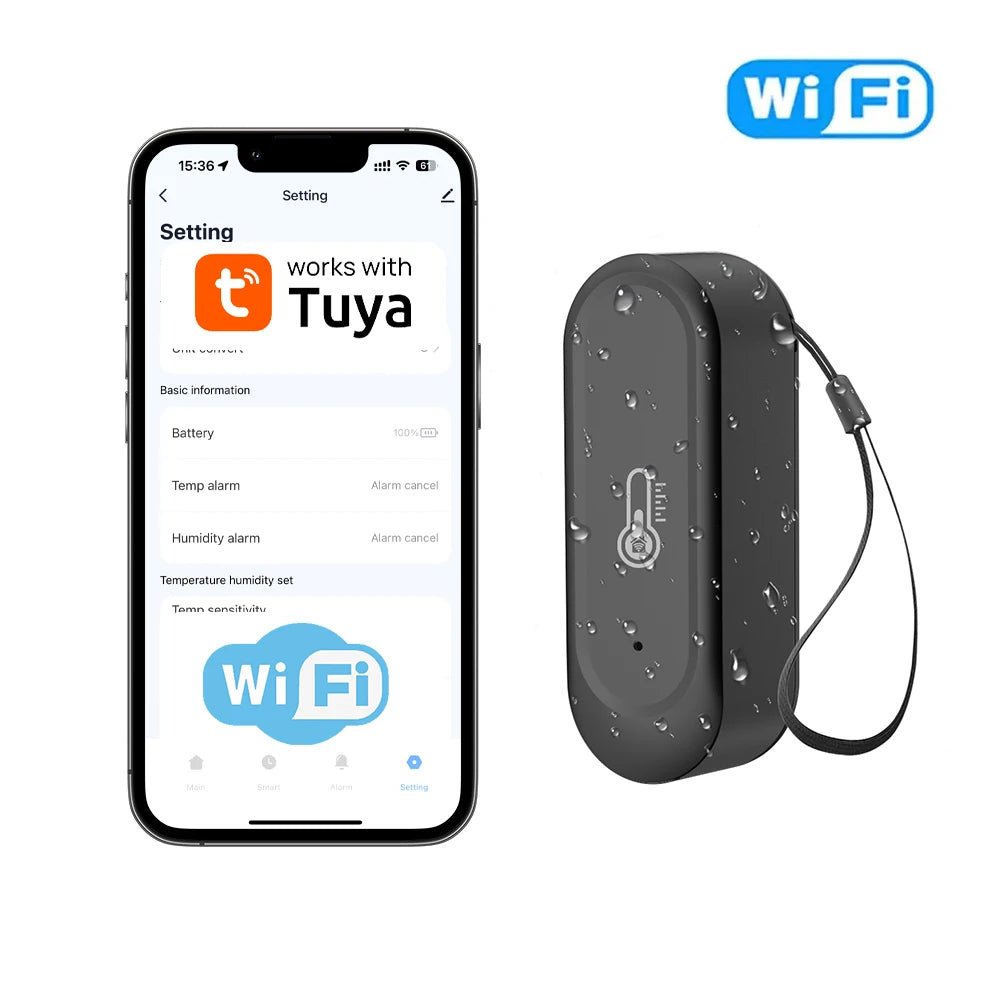 IP65 Waterproof Tuya WiFi/Zigbee Smart Temperature and Humidity Sensor - Control Your Environment with Alexa and Google Home