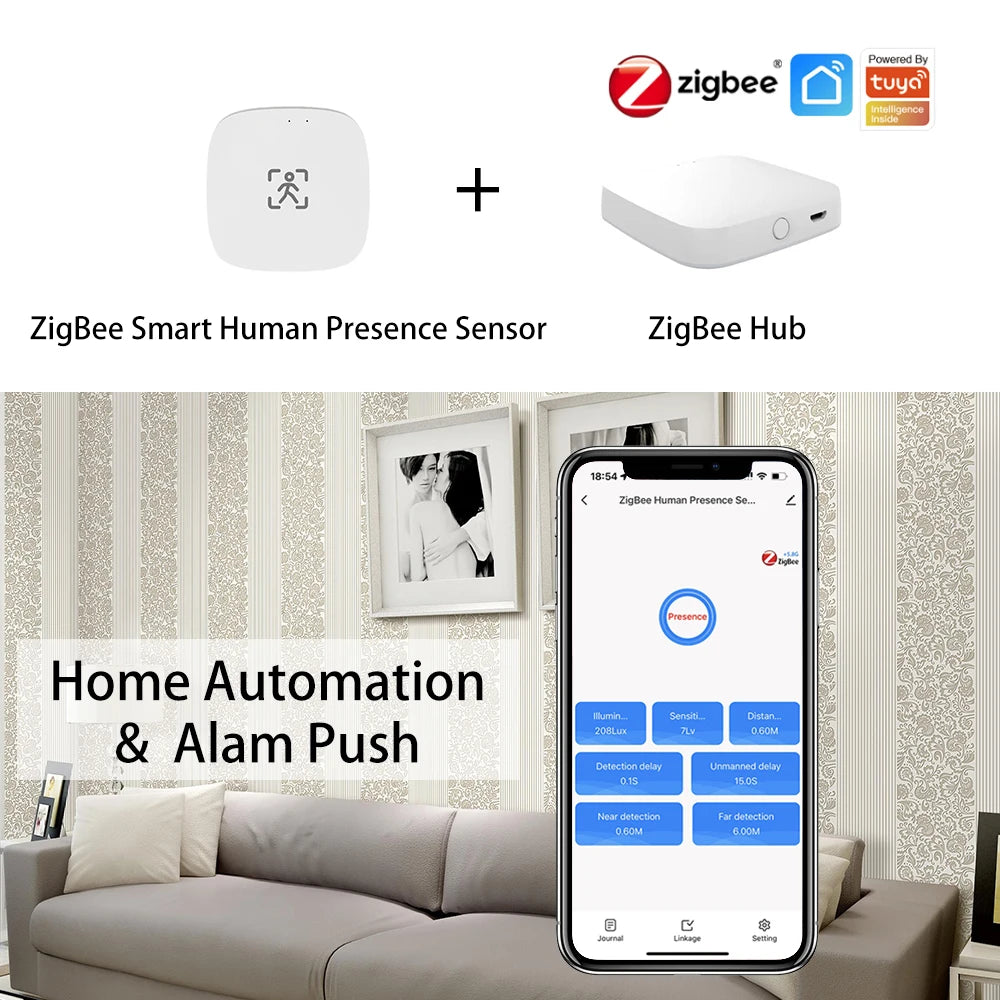Zigbee Wifi Mmwave Human Presence Motion Sensor with Luminance/Distance Detection 5/110/220V Tuya Smart Life Home Automation