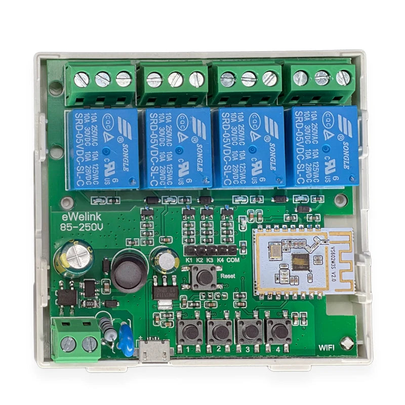 Ewelink 4 Channel Smart Wifi 85-250V Switch, Free APP Remote Control ,Bluetooth, Inching ,Self-Lock ,Inter-Lock,Works with Alexa