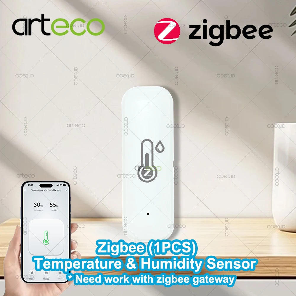 Zigbee Smart Temperature Humidity Sensor Thermometer Real-Time App Remote Mornitoring Control Smart Home Automation Need Gateway
