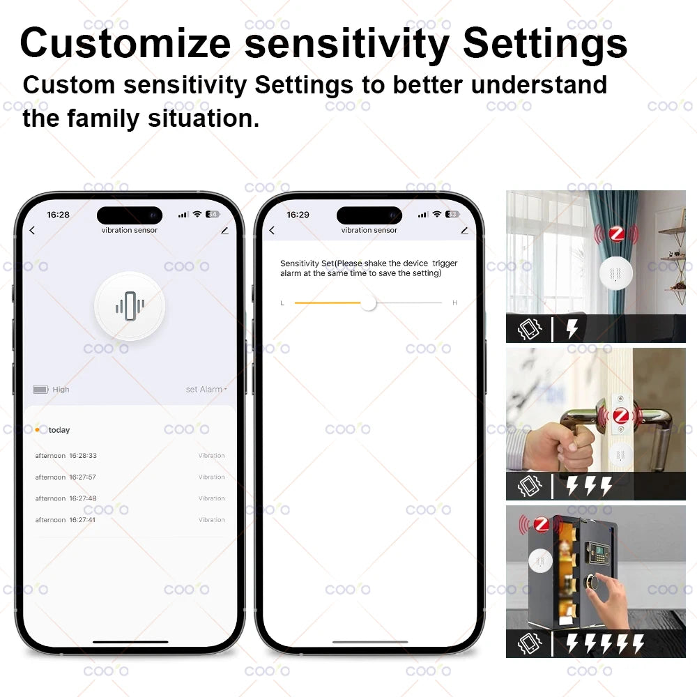 Zigbee Tuya Smart Vibration Sensor Real Time Monitor Door Window Detection Alarm Smart Home Security Protection System for Z2M