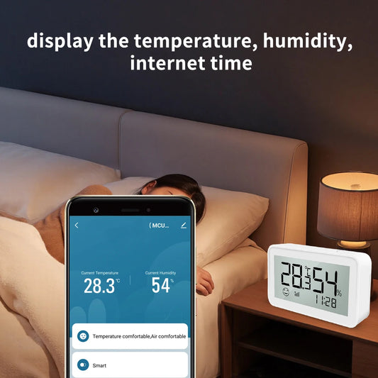 Smart Temperature Humidity Sensor Tuya Zigbee3.0 Zigbee 2 MQTT Suppor Display the Temperature Home Assistant