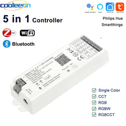 5 in 1 Controller Tuya Zigbee Wifi Smart LED Dimmer 2.4G RC Support Alexa Google Assistant for 12V 24V CCT RGB RGBCCT COB Strip