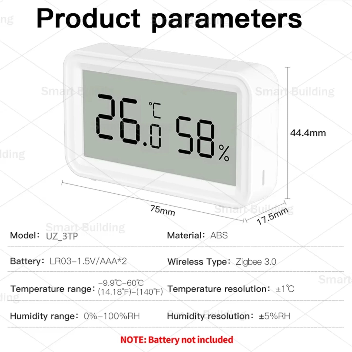 Zigbee 3.0 Temperature Humidity Sensor Smart Home Thermometer Hygrometer Works with Home Assistant ZHA Zigbee2Mqtt Alexa Yandex