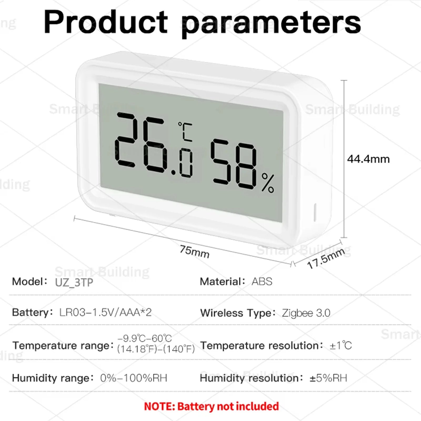 Zigbee 3.0 Temperature Humidity Sensor Smart Home Thermometer Hygrometer Works with Home Assistant ZHA Zigbee2Mqtt Alexa Yandex