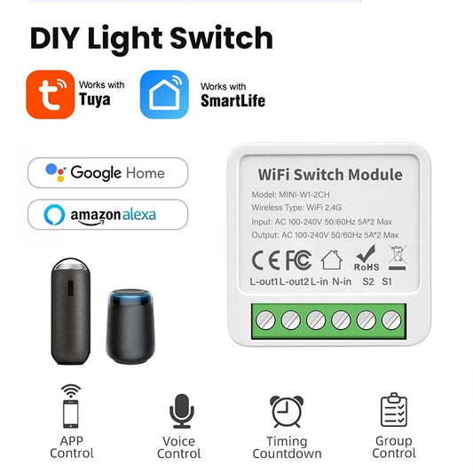 Tuya Zigbee 3.0 Mini Smart 16A Switch Smart Life Automation DIY Module Breaker Support 2Way Control Works with Alexa Google Home