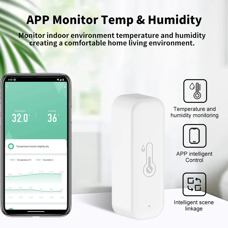 1~4Pcs Tuya Zigbee 3.0 Temperature Humidity Sensor  ZTH02 Work with Smartlife Yandex Alexa
