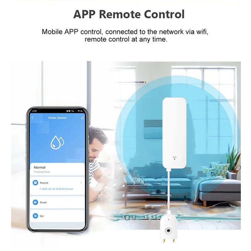 B50B-Tuya Zigbee Smart Water Leak Sensor Water Overflow Level Detector Security Alarm System Flood Leakage Sensor