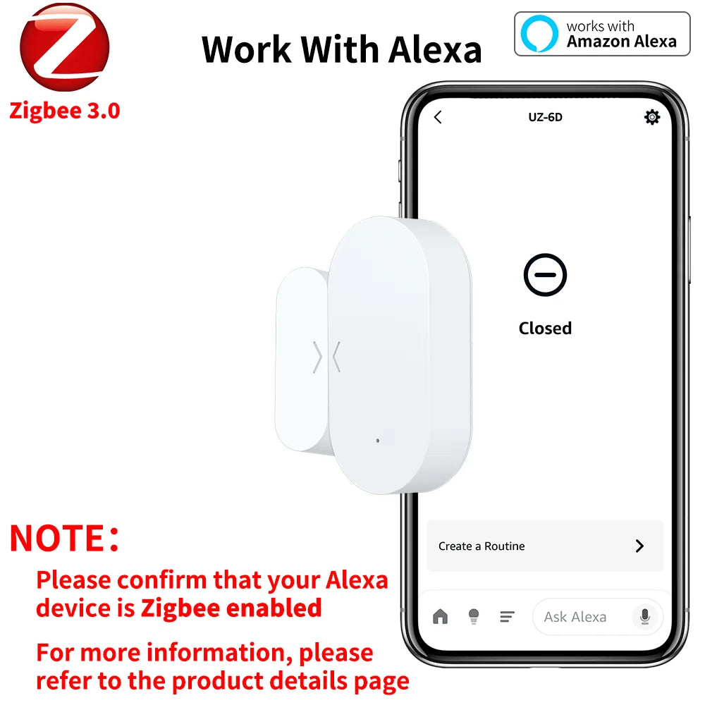 Zigbee Contact Sensor Door & Window Sensor Zigbee Hub Required Work with Yandex Alexa Zigbee2Mqtt ZHA Homeassistant