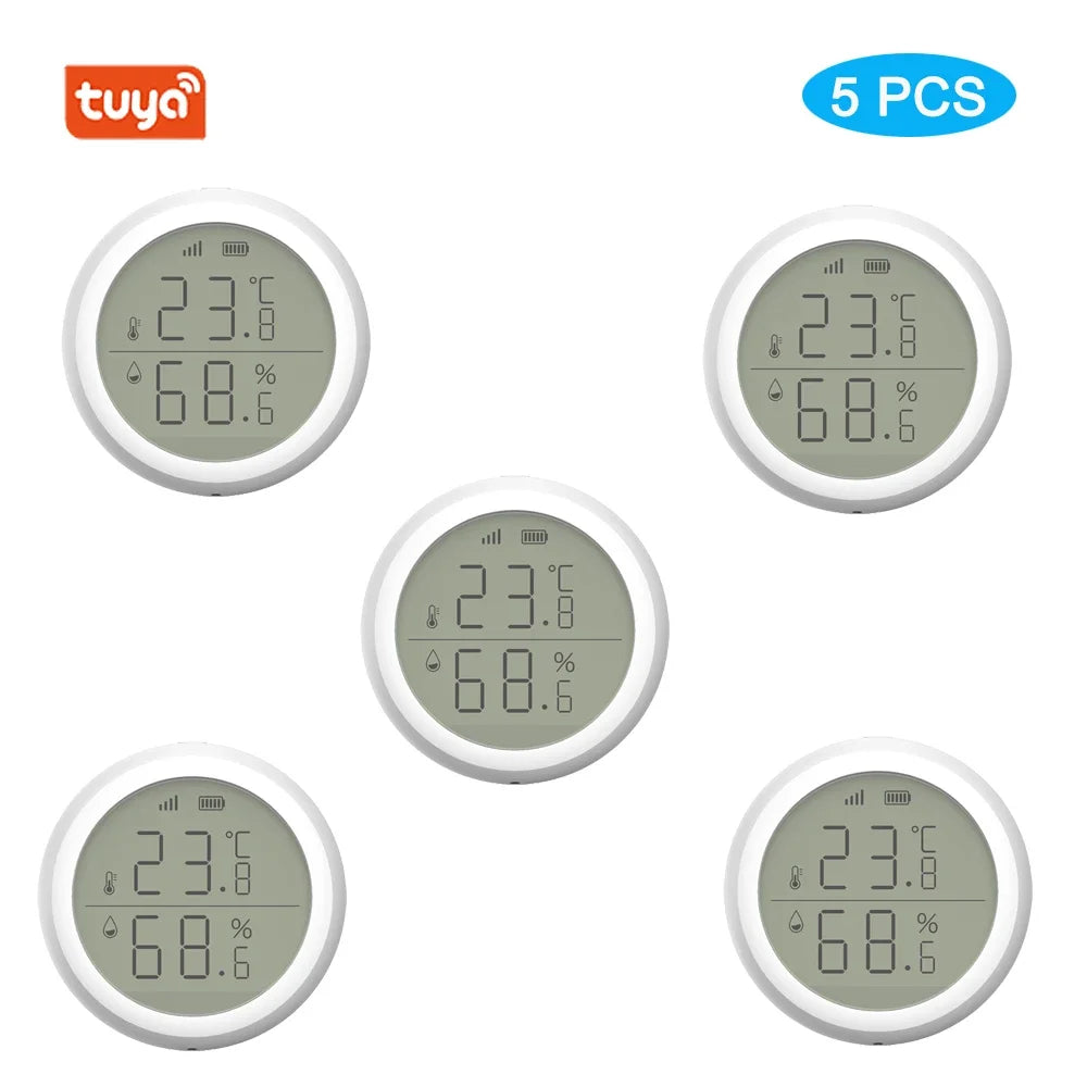 Tuya Smart Zigbee Temperature and Humidity Sensor Wireless LED Screen Display Working with Google Assistant Tuya Zigbee Hub