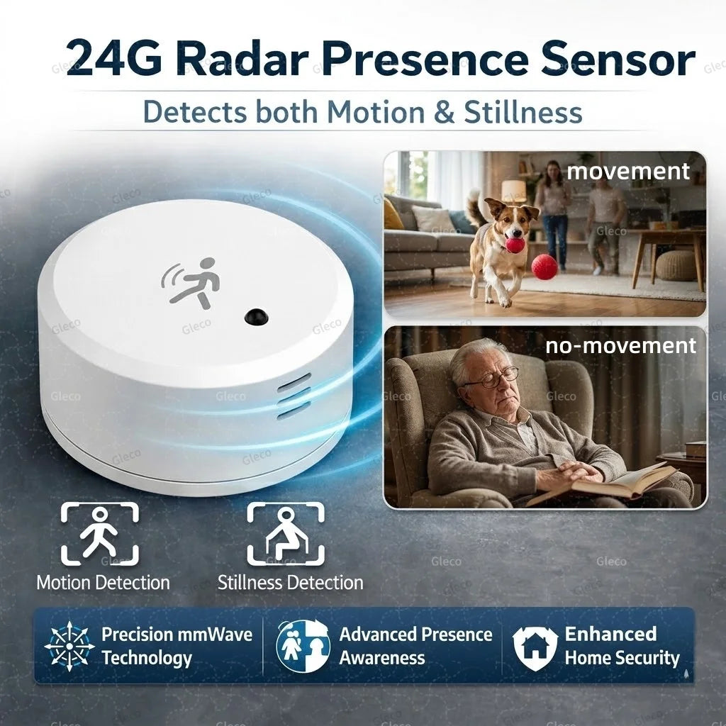 Smart Life Zigbee Human Presence Sensor 24G Mmwave Radar PIR Motion Temp Humidity Brightness for Tuya 2MQTT Security Automation