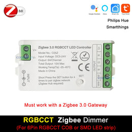 Tuya Zigbee Controller LED Dimmer for RGB RGBW CCT LED Strip Smart Regulator Support Hu-E Alexa Google Assistant Voice Control