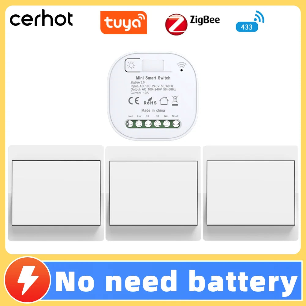 Transform Your Home with the Tuya Zigbee Self-Powered DIY Smart Switch - No Batteries, Waterproof, and Wireless Control!