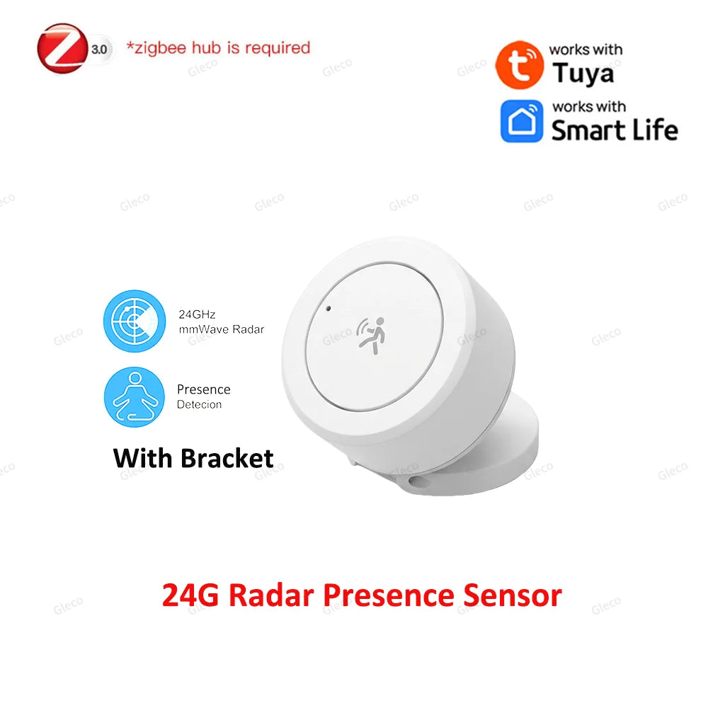 Smart Life Zigbee Human Presence Sensor 24G Mmwave Radar PIR Motion Temp Humidity Brightness for Tuya 2MQTT Security Automation