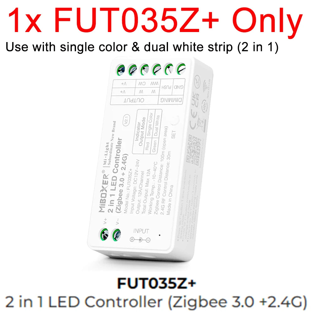 Miboxer Zigbee 3.0 Dimmer Remote Controller FUT035Z+ 2IN1 Dual White Single Color FUT037Z+ 3IN1 RGB RGBW RGB+CCT LED Strip Light
