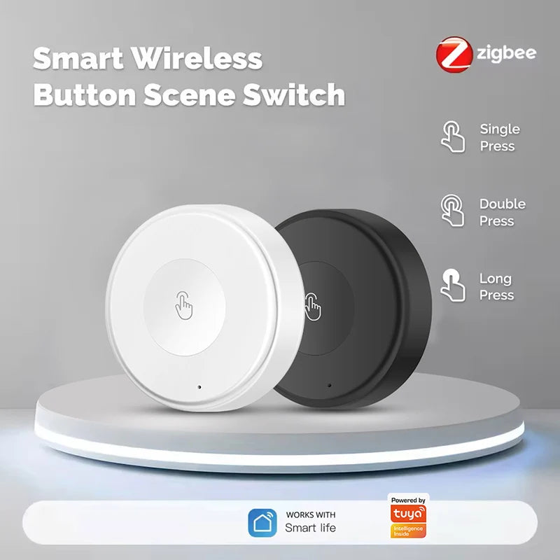 Tuya Zigbee Push Button Wireless Smart Scene Switch Controller Battery Powered Automation Scenario Linkage with Tuya Devices