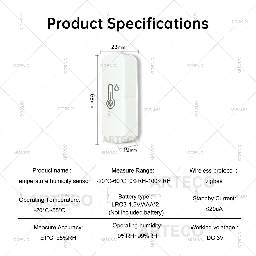 Zigbee Smart Temperature Humidity Sensor Thermometer Real-Time App Remote Mornitoring Control Smart Home Automation Need Gateway