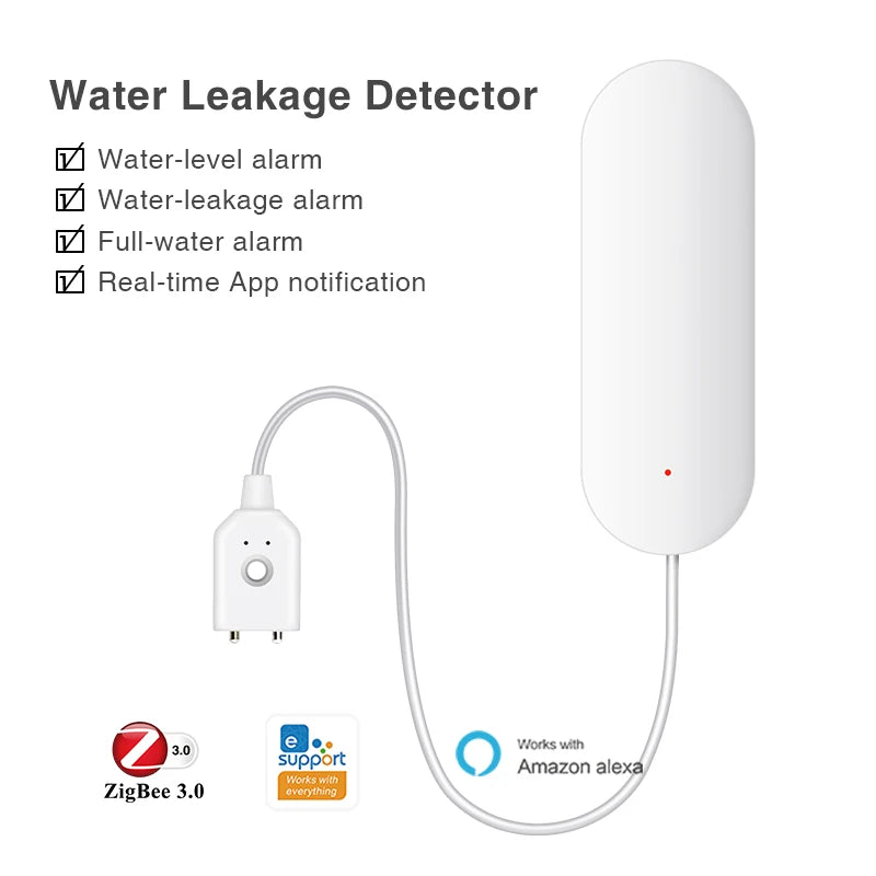 Ewelink Zigbee3.0 Water Sensor Alarm Water Leak Detector Flood Alert Overflow Security Alarm System Works with Zigbee Gateway
