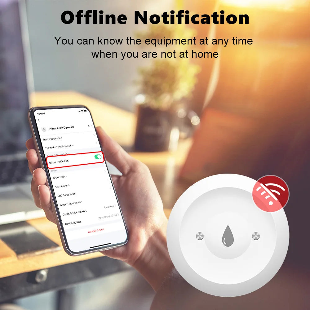 Smart Zigbee Water Sensor Flood Water Leakage Detector App Remote Monitoring Support Home Assistant Zigbee2Mqtt