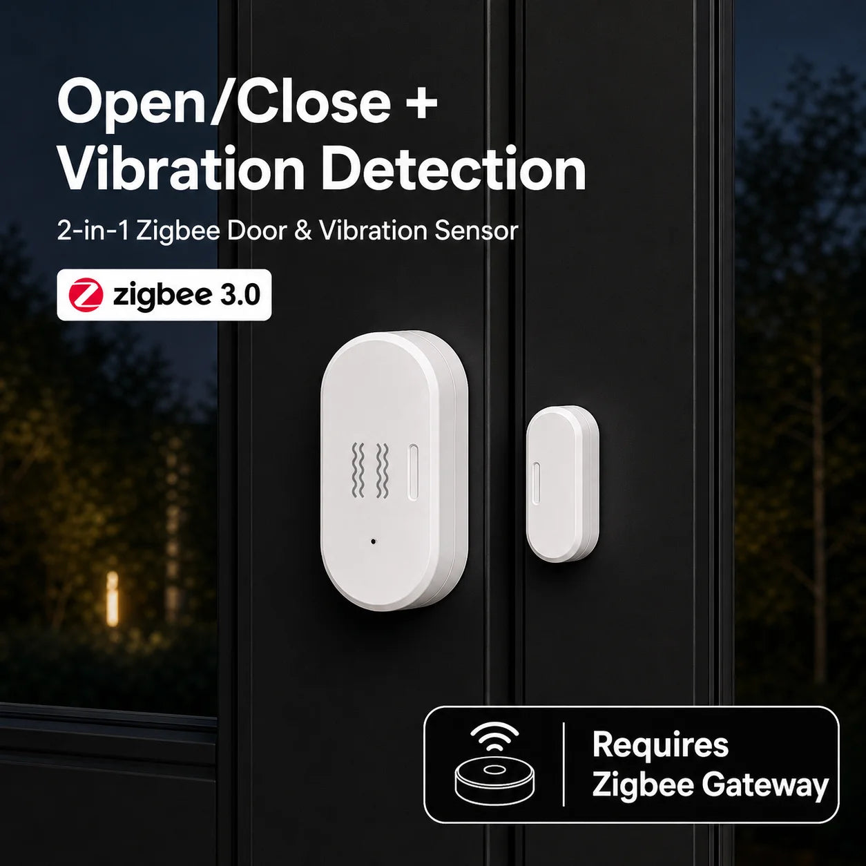 Tuya Zigbee Vibration Door Window Sensor Smart Door Contact Sensor Smart Life Home Assistant Zigbee2Mqtt App Open Close Alert