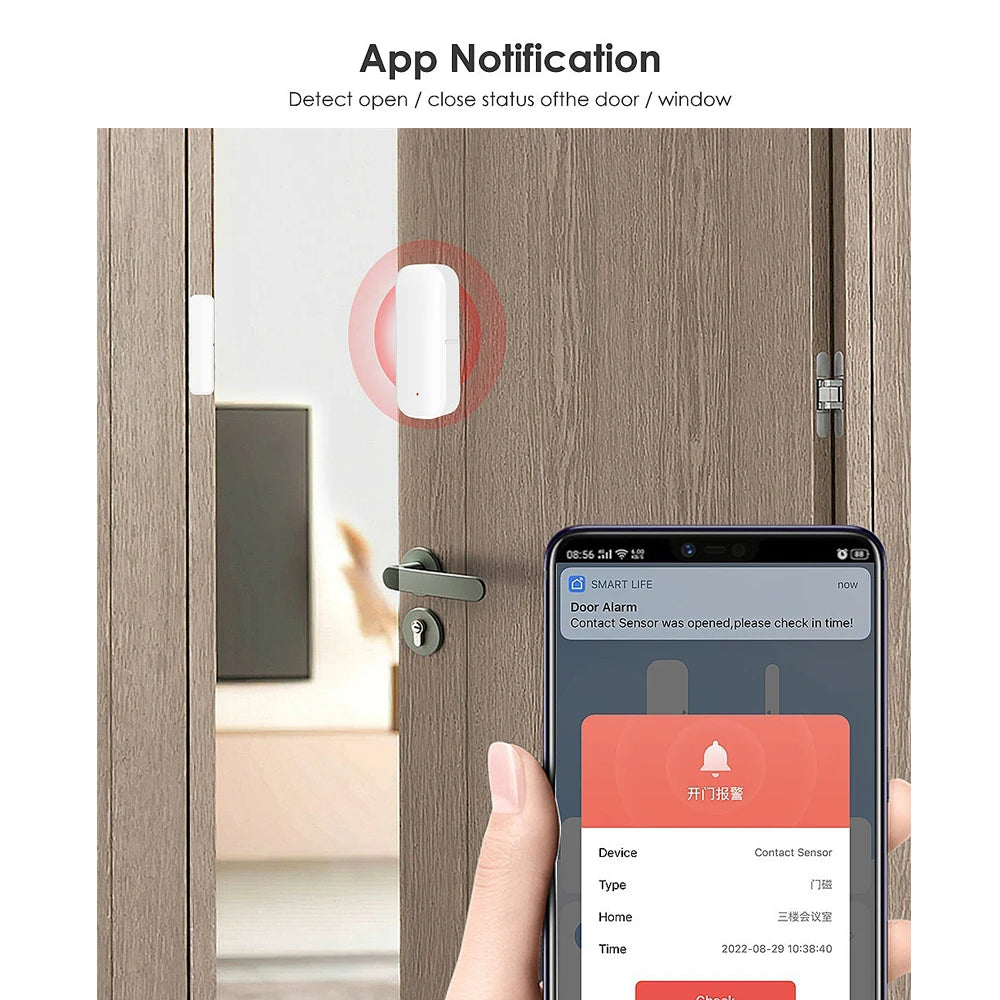 Tuya Zigbee Intelligent Wireless Door and Window Alarm Sensor Intelligent Linkage Sensing ZIGBEE Door Magnetic Alarm Smart Life