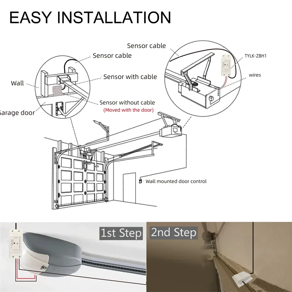 Smart Life Tuya Garage Door Opener Wifi or Zigbee Wireless Control RF433 Timer Schedule Alexa Google Assistant Compatible