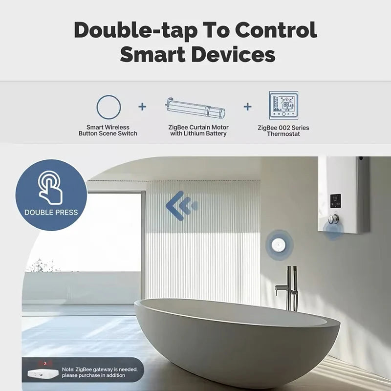 Tuya Zigbee Push Button Wireless Smart Scene Switch Controller Battery Powered Automation Scenario Linkage with Tuya Devices