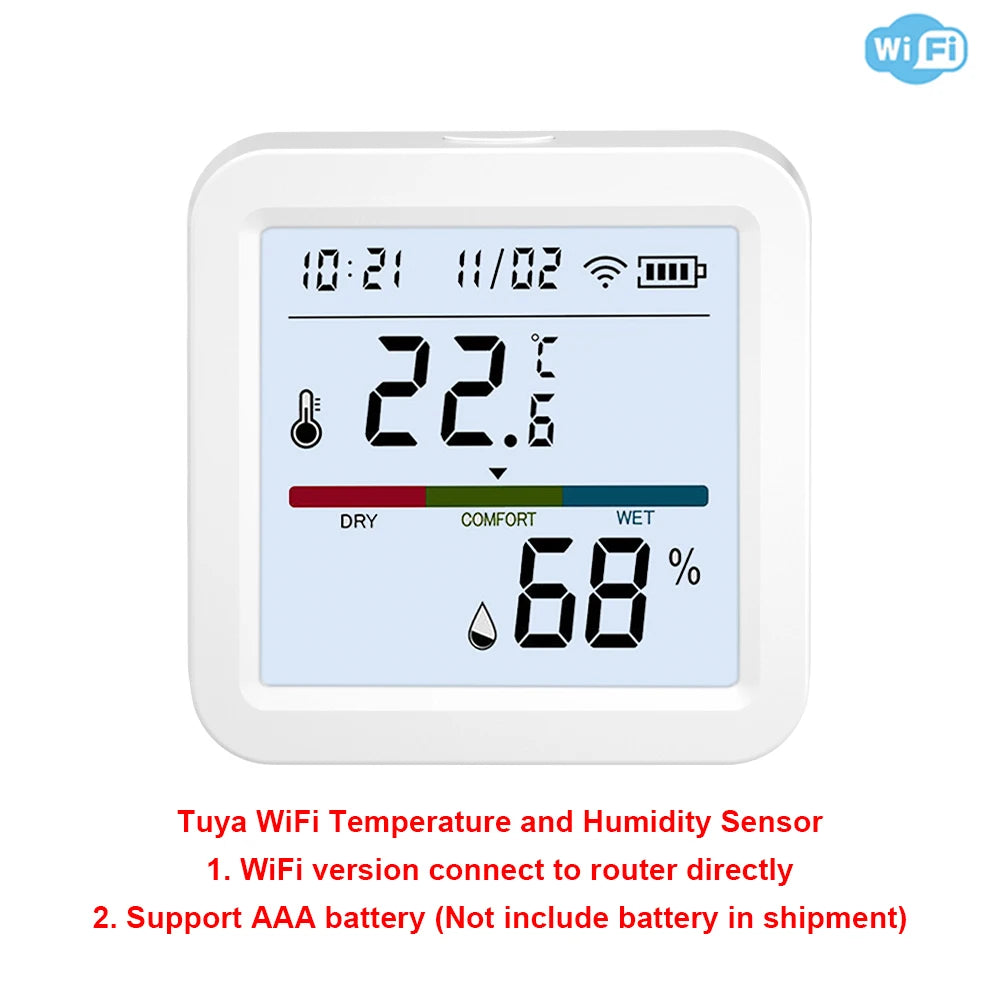 Tuya Zigbee/Wifi Temperature Humidity Sensor Home Connected Thermometer Compatible with Smart Life Alexa Google Assistant