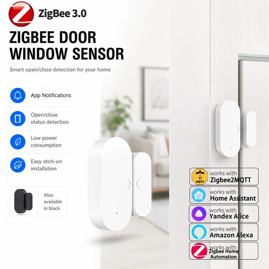 Zigbee Contact Sensor Door & Window Sensor Zigbee Hub Required Work with Yandex Alexa Zigbee2Mqtt ZHA Homeassistant