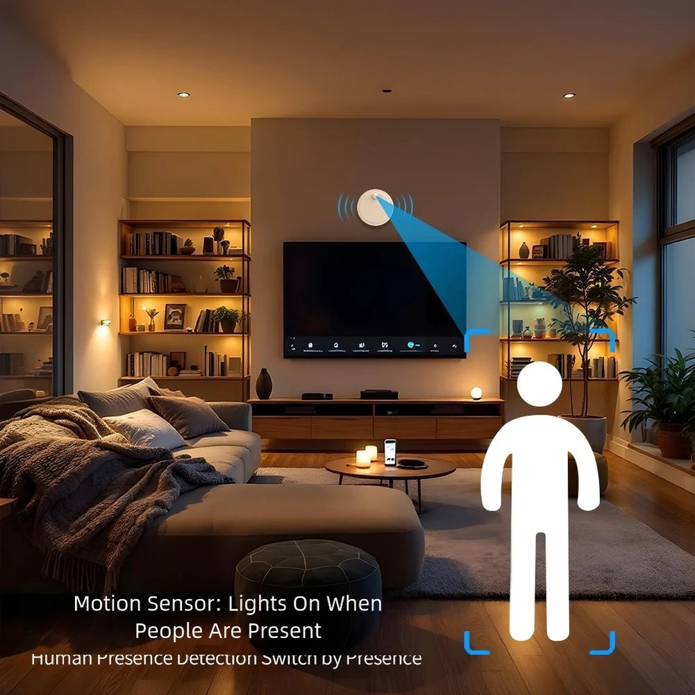 Motion Sensor Presence Sensor 24G Millimeter Wave Technology 6.3 Meters with a 110° Sensing Angle a (Wifi-2.4G), B (For Zigbee)