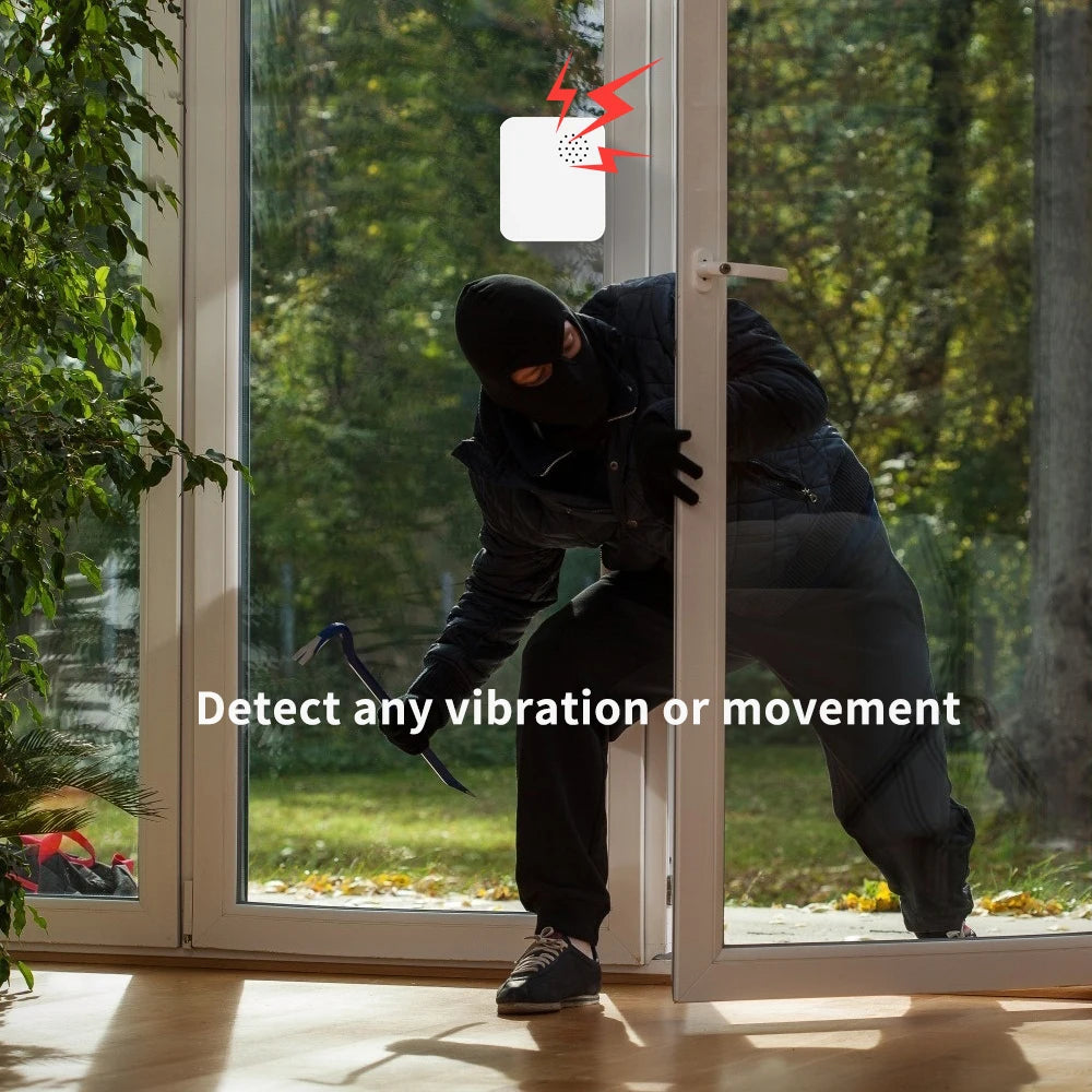 Tuya Zigbee3.0 Smart Vibration Alarm Sound Alert on Shock/Movement Detection, Home Assistant Compatible Security Sensor