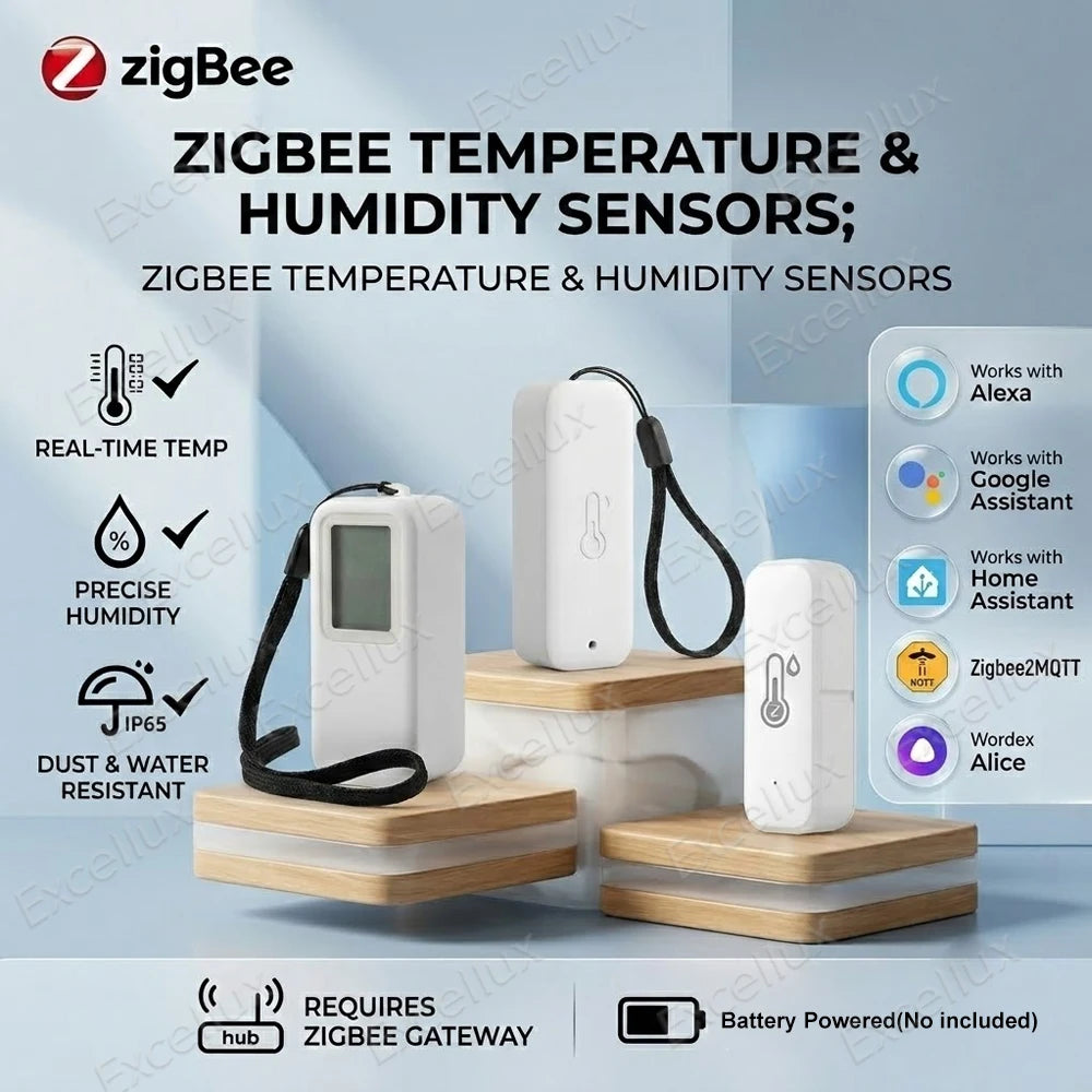 Zigbee 3.0 Temperature Humidity Sensor Thermometer Hygrometer Digital Screen IP65 Waterproof Optional Work with Alexa Yandex Z2M