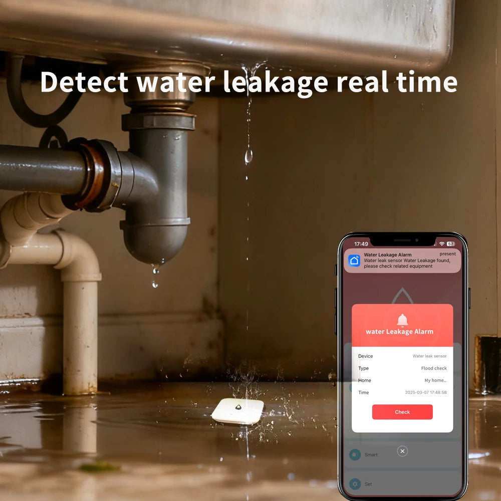 Zigbee3.0 Tiny Water Leakage Smart Sensor Smart Leakage Detector Alarm Supports Zigbee2Mqtt Home Assistant Ewelink