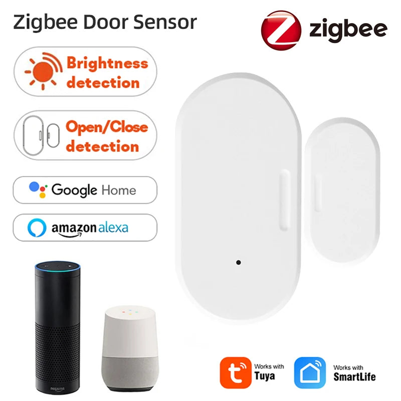 Enhance Your Home Security with the Tuya Zigbee 3.0 Mini Door & Window Sensor – Smart Alarm with Built-In Brightness Detector, Compatible with Alexa and Google Home